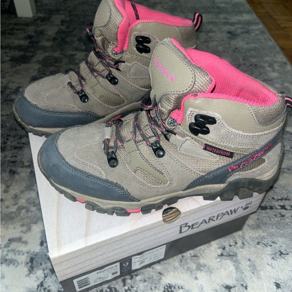 Bearpaw Women's Waterproof Hiking Boots - Taupe and Pink